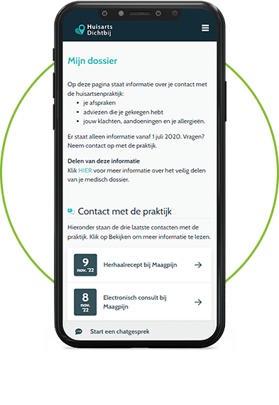 Medisch dossier bekijken op HuisartsDichtbij